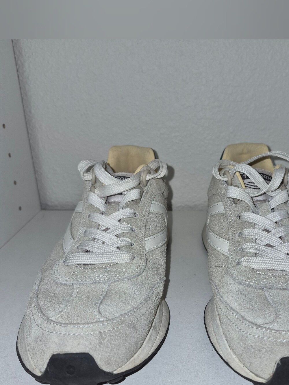 Tretorn Women's Suede Sneakers in Light Gray and White